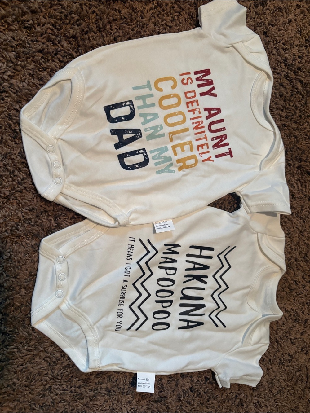 Pack of two 0-3 month 100% cotton onesies
